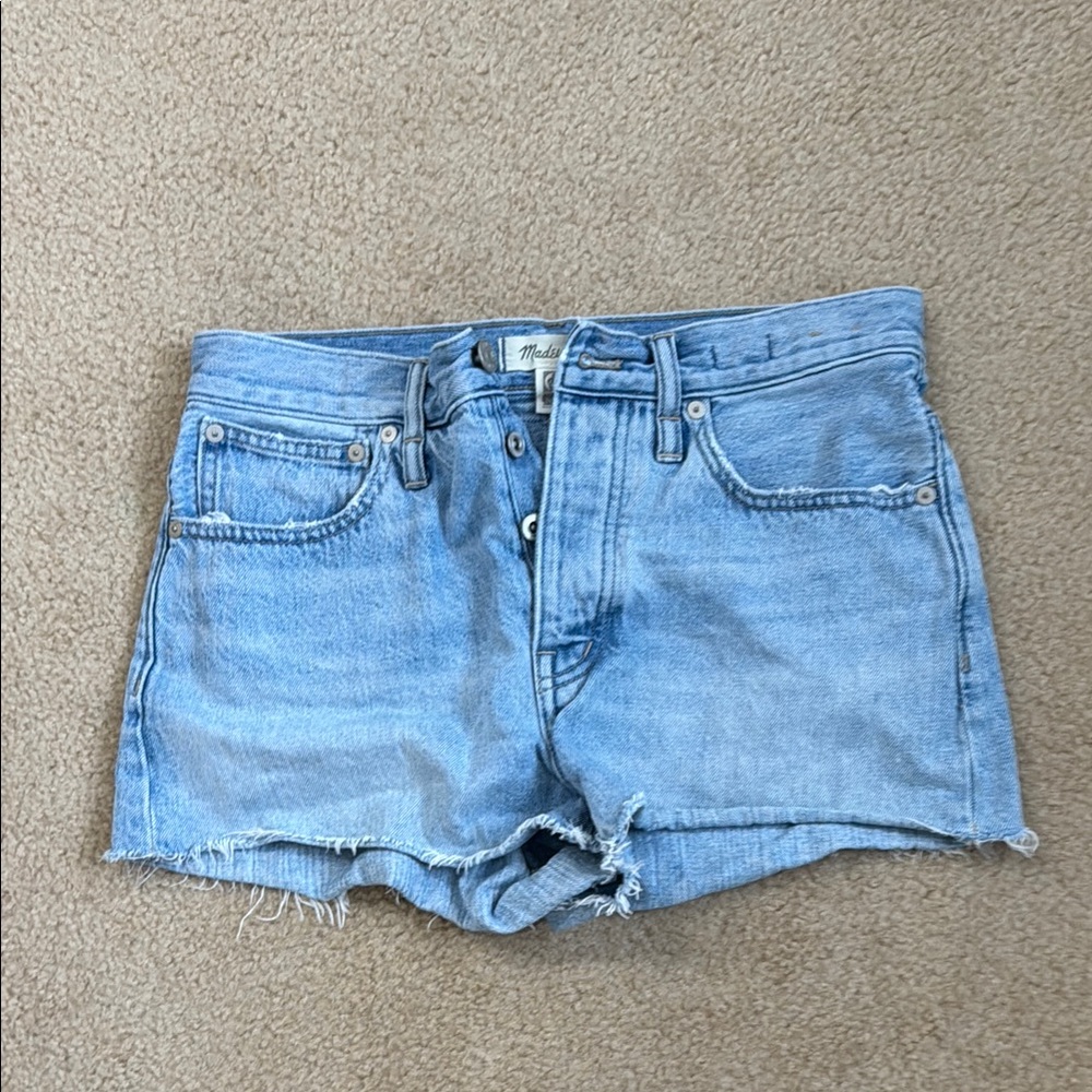 Madewell Blue Jean Shorts with Frayed Hem